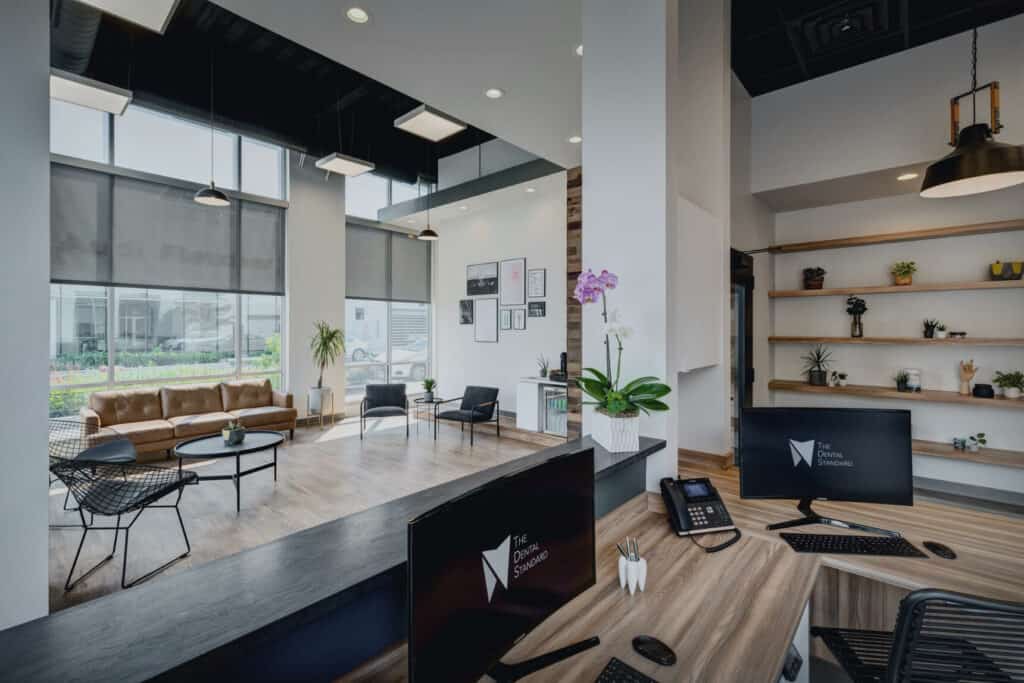 dental office desk and reception area